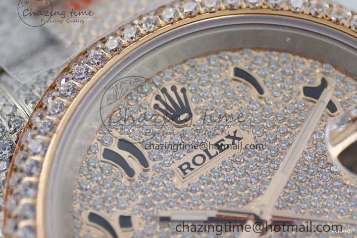 Markers Dial SS Edition A2824 Best Arabic Full on RG 41 Diamonds Bracelet TWF 1:1 Datejust 0313